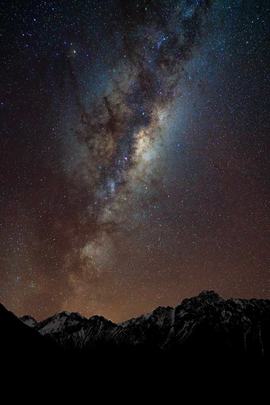 Clear night sky over Mount Cook Aoraki with stars